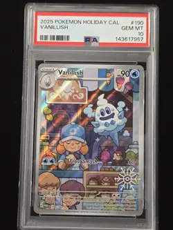 2025 Pokemon tcg Holiday Cal Vanillish #190 Psa 10 - Image 2