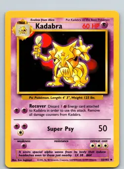Kadabra 32/102 1999 Base Set Regular Uncommon NM - Image 1