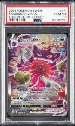 2021 POKEMON SWORD & SHIELD FUSION STRIKE SECRET FULL ART/GENGAR VMAX PSA 10 - Image 1