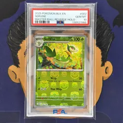 💎PSA 10 GEM MINT 2025 Pokemon Black Bolt SERVINE #002 Master Ball Reverse - Image 2