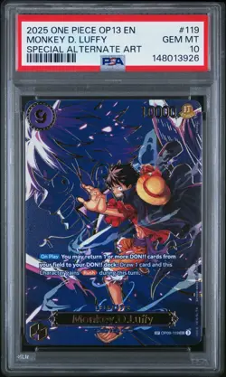 2025 ONE PIECE OP13 #119 CARRYING ON HIS WILL MONKEY D LUFFY SP PSA 10 GEM MT - Image 1