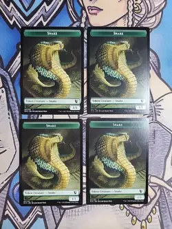 4x Snake (1/1) / Spirit Tokens Dual-Sided NM/M MID MIC MTG Magic - Image 1