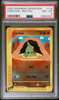 Pokemon Card Larvitar 116/165 Reverse Holo Expedition 2002 PSA 8 NM-MT - Image 1