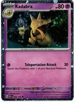 Pokemon - Scarlet & Violet (Cosmos Holo) Kadabra 064/165 NM *Swirl* - Image 1