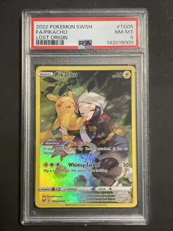FA/PIKACHU POKEMON SWORD & SHIELD LOST ORIGIN 2022 TG05 PSA 8 - Image 1