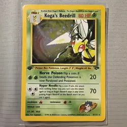 Pokemon TCG Gym Challenge 1st Edition Koga’s Beedrill 9/132 HOLO SWIRL Rare - Image 1