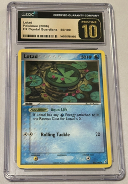 CGC 10 Pristine 2006 EX Crystal Guardians Lotad 55/100 Graded Pokemon Card - Image 1