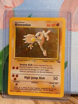 1999 Hitmonlee #7 7/62 Fossil Holo Pokemon - Image 1