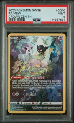 2023 POKEMON SWORD & SHIELD CROWN ZENITH #GG10 FULL ART/MEW PSA 9 - Image 1