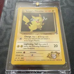 Pokemon Lt. Surge's Pikachu Gym Heroes 81/132 Regular Near Mint Hard Cased - Image 1