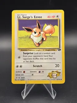 Vintage 2000 Pokemon TCG Gym Challenge LT. SURGE'S EEVEE 51/132 NM Eng, Unltd - Image 1