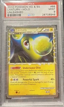 Pokemon TCG 2010 HeartGold & SoulSilver Lanturn Holo prime 86/95 PSA 9 - Image 1
