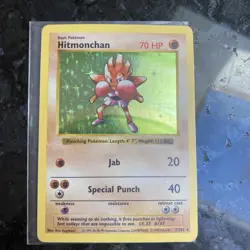 1999 Pokemon Hitmonchan 7/102 Shadowless Holo Rare Base Set MP+ - Image 1