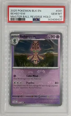 2025 Pokemon BLK EN Beheeyem #41 Master Ball Reverse Holo PSA 10 Gem Mint 🌶🥵 - Image 1
