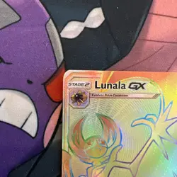 Pokemon TCG Lunala GX Rainbow Secret Rare Card Sun & Moon 153/149 - Image 3
