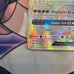 Pokemon TCG Lunala GX Rainbow Secret Rare Card Sun & Moon 153/149 - Image 4