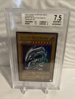 Yugioh 2002 Blue Eyes White Dragon SDK-001 Holo graded Beckett 7.5 NM - Image 1