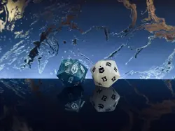 MAGIC MTG Final Fantasy d20 Spindown Die White & Shinra Crystal Blue Gift Bundle - Image 1