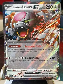 POKEMON BLOODMOON URSALUNA EX 141/167 DOUBLE RARE HOLO TWILIGHT MASQUERADE CARD - Image 1