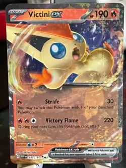 POKEMON VICTINI EX 033/197 DOUBLE RARE HOLOFOIL OBSIDIAN FLAMES NM CARD - Image 1