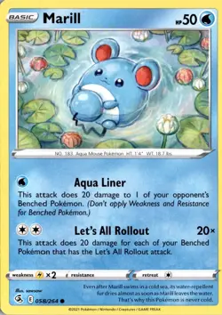 Marill 058/264 SWSH08: Fusion Strike Pokemon Card TCG - Image 1