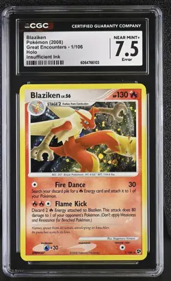 CGC 7.5 Blaziken 2008 Great Encounters 1/106 Holo Pokemon Card - Image 1