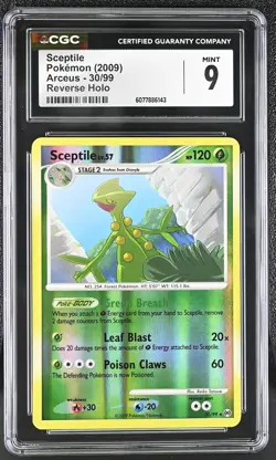 CGC 9 MINT Sceptile 2009 Arceus 30/99 Reverse Holo Pokemon Card - Image 1
