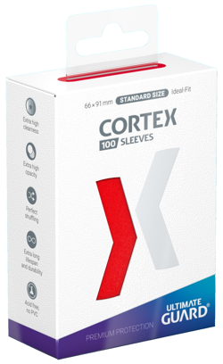 100 Ultimate Guard Cortex Gloss Red Standard Size Card Sleeves Deck Protector - Image 1