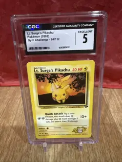 CGC 5 Graded Card Lt. Surge's Pikachu 84/132 - Gym Challenge, 2000 - Image 1