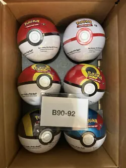 6 Pokemon TCG Pokeball Tins, 18 Booster Packs Factory Sealed Costco - Image 1
