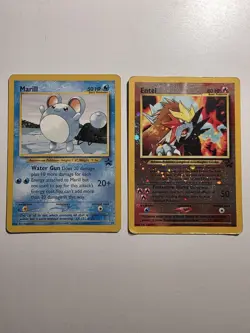 Marill 29 Entei 34 SWIRL Black Star Promo 2001 Movie Vintage Pokemon Card WOTC - Image 1