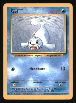 Seel 41/102 Uncommon Base Set Unlimited Pokemon Lightly Played - Image 1