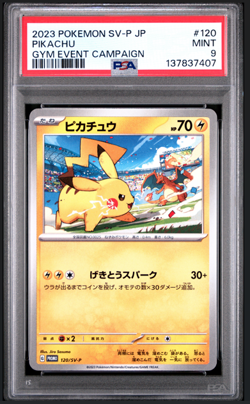 2023 POKEMON JAPANESE SV-P PROMO 120 PIKACHU GYM EVENT CAMPAIGN PSA 9 - Image 1