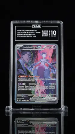 2025 POKEMON DRI SPECIAL ILLUSTRATION RARE #231 TEAM ROCKET'S MEWTWO EX TAG 10 - Image 1