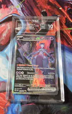 2025 POKEMON DRI SPECIAL ILLUSTRATION RARE #231 TEAM ROCKET'S MEWTWO EX TAG 10 - Image 3