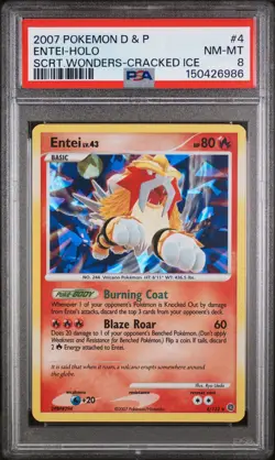 Entei-Holo Pokemon Diamond & Pearl Secret Wonders 4 PSA 8 - Image 1