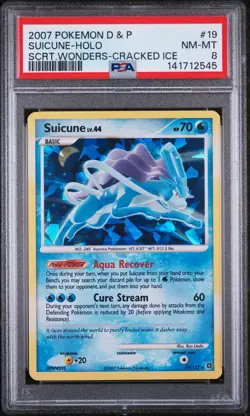 2007 POKEMON DIAMOND & PEARL SECRET WONDERS CRACKED ICE #19 SUICUNE-HOLO PSA 8 - Image 1