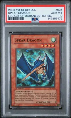 Yu-Gi-Oh PSA 10 Spear Dragon LOD-035 1st Edition | Super Rare | Yugioh - Image 1