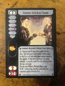 Battletech CCG TCG Card Game Rare Commanders Ed Contract with Black Thorns - Image 1