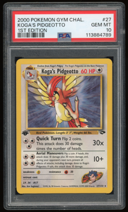 POKEMON PIDGEY + PIDGEOTTO + STARYU + POLIWAG + MACHOP PSA 10 CARD LOT - Image 3