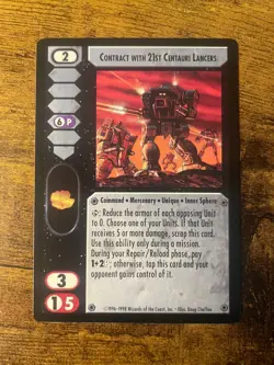 Battletech CCG TCG Card Game Rare Commanders Ed Contract with 21st Century Lance - Image 1