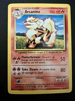 Arcanine Pokemon TCG Base Set Unlimited Uncommon Card 23/102 Very Good Condition - Image 1