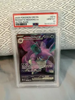Team Rocket’s Nidoking Ex #216/182 Pokemon Destined Rivals PSA 10 GEM MINT - Image 1