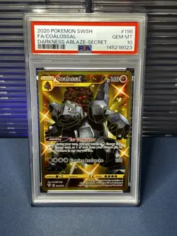 2020 Pokemon SWSH Darkness Ablaze Coalossal Secret Rare Gold 198/189 PSA 10 - Image 1