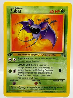 Zubat 57/62 Fossil 1st Ed Non Holo WotC 1999 Vintage Pokemon TCG Card - Image 1