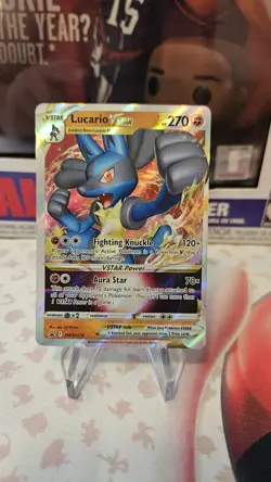 2022 Lucario VStar SWSH214 Black Star Promo Full Art Pokemon Card - Image 1