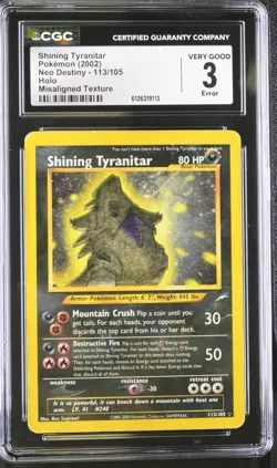 CGC 3 SHIFT ERROR Shining Tyranitar 2002 Neo Destiny 113/105 Holo Pokemon Card - Image 1