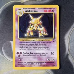 Pokemon Alakazam TCG Base Set 2 1/130 Holo Unlimited Rare WOTC Card SWIRL - Image 1