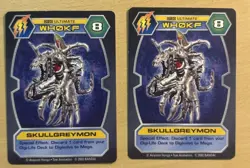 2 Digimon D-Tector SKULLGREYMON Cards 2002 Bandai DT-20 Ultimate, 1st Edition - Image 1