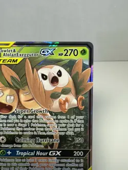 Rowlet & Alolan Exeggutor GX Holo Card 1/236 Tag Team Sm-Unified Minds - Image 2